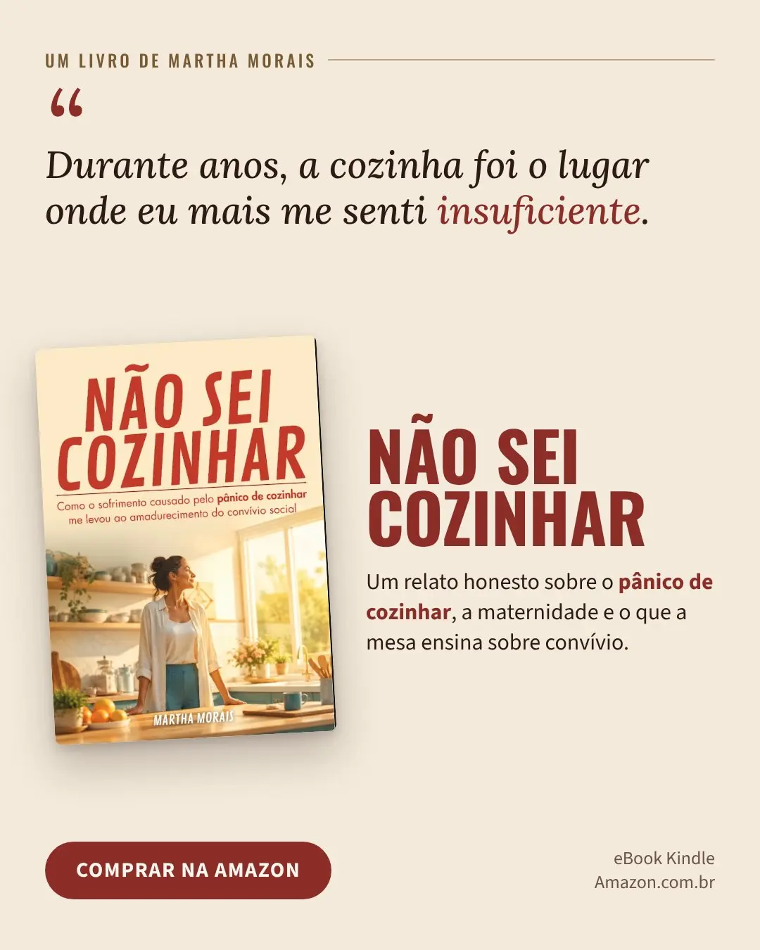 Anúncio do livro Não sei cozinhar
